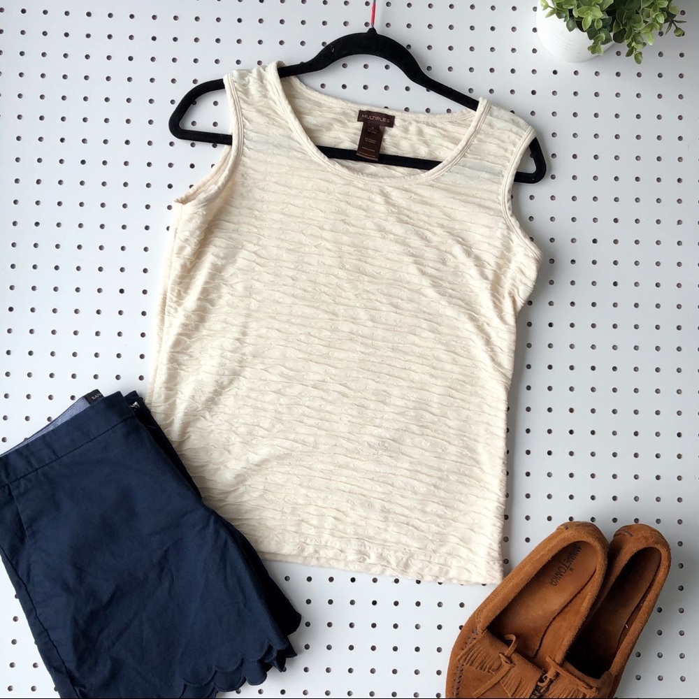 MULTIPLES Dillard’s brand ruched cream tank top